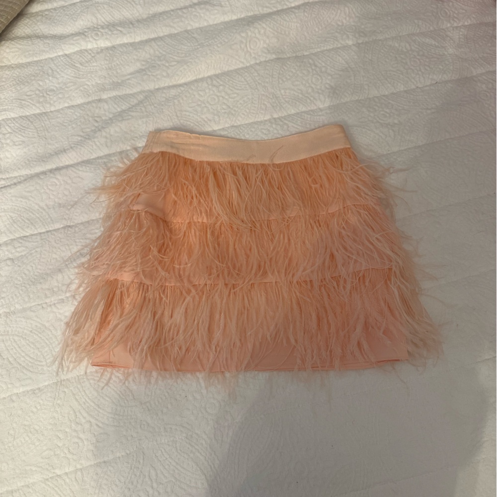Wells Grace Peach Feathered Mini Skirt
